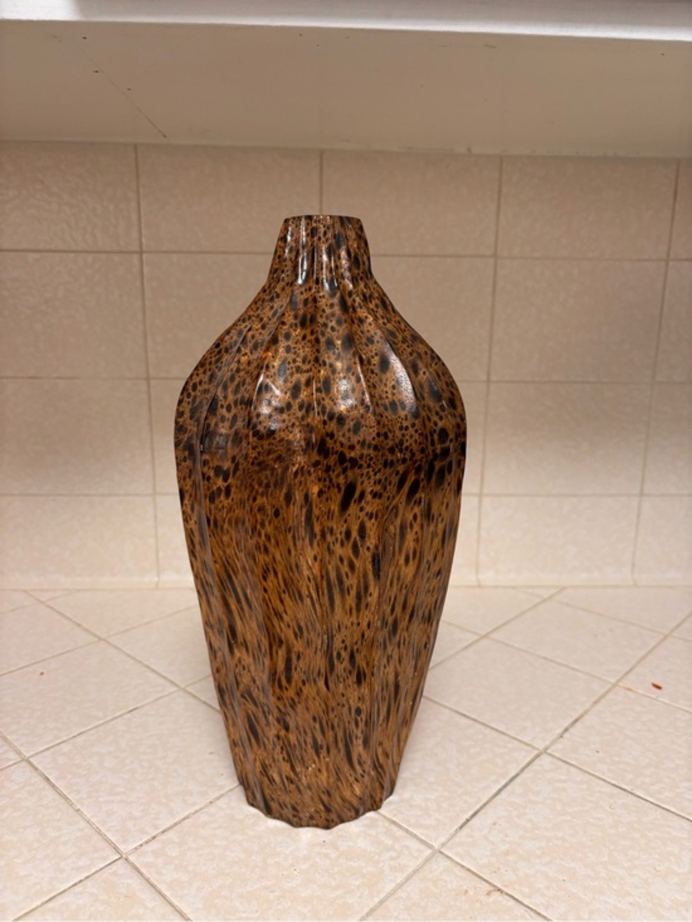 Decorative Brown Speckled Reeded Vase